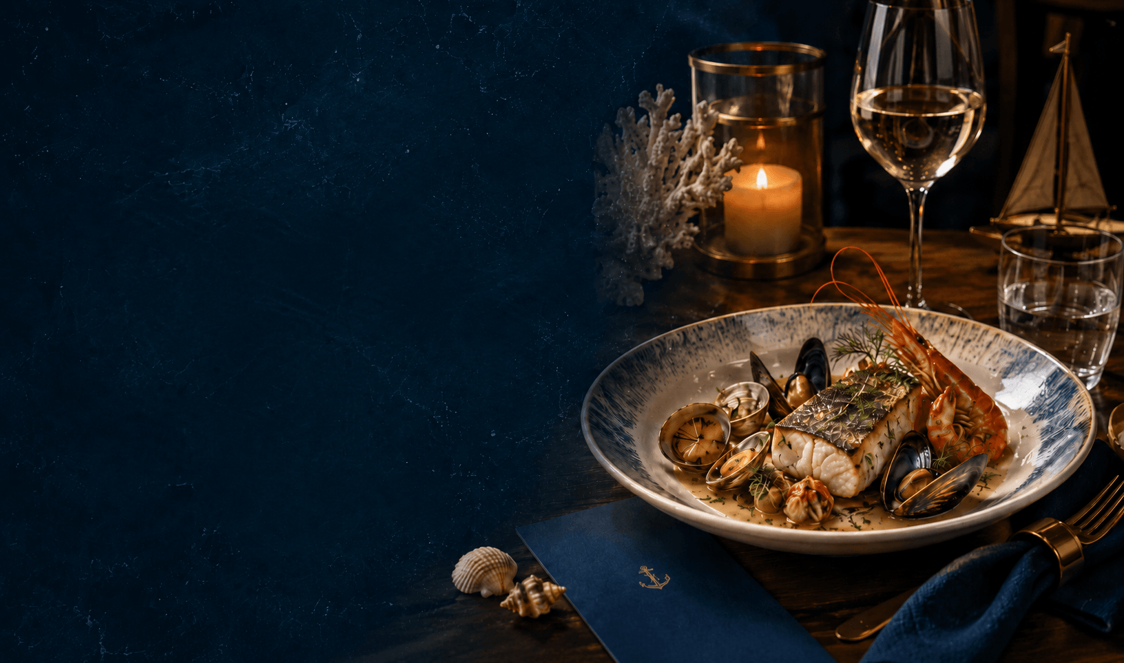 Plat gastronomique aux saveurs de la mer — La Table Marine